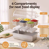 Darrahopens Home & Garden > Kitchenware > Food Storage 5-Star Chef 6 Pan Food Serving Display Stainless Steel Cooler Platter with Clear Roll Top Cover In Australia - Darrahopens