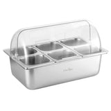 Darrahopens Home & Garden > Kitchenware > Food Storage 5-Star Chef 6 Pan Food Serving Display Stainless Steel Cooler Platter with Clear Roll Top Cover In Australia - Darrahopens