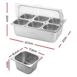 Darrahopens Home & Garden > Kitchenware > Food Storage 5-Star Chef 6 Pan Food Serving Display Stainless Steel Cooler Platter with Clear Roll Top Cover In Australia - Darrahopens