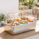 Darrahopens Home & Garden > Kitchenware > Food Storage 5-Star Chef 6 Pan Food Serving Display Stainless Steel Cooler Platter with Clear Roll Top Cover In Australia - Darrahopens