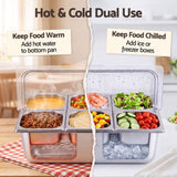 Darrahopens Home & Garden > Kitchenware > Food Storage 5-Star Chef 6 Pan Food Serving Display Stainless Steel Cooler Platter with Clear Roll Top Cover In Australia - Darrahopens