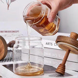 Darrahopens Home & Garden > Kitchenware > Food Storage 500ML Glass Honey Jar with Wooden Spoon Lid Airtight Honey Pot Set Transparent Honey Spoon and Jar Set for Easy Monitoring Wide Opening