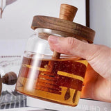 Darrahopens Home & Garden > Kitchenware > Food Storage 500ML Glass Honey Jar with Wooden Spoon Lid Airtight Honey Pot Set Transparent Honey Spoon and Jar Set for Easy Monitoring Wide Opening