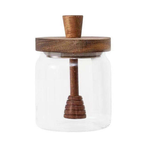 Darrahopens Home & Garden > Kitchenware > Food Storage 500ML Glass Honey Jar with Wooden Spoon Lid Airtight Honey Pot Set Transparent Honey Spoon and Jar Set for Easy Monitoring Wide Opening
