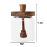 Darrahopens Home & Garden > Kitchenware > Food Storage 500ML Glass Honey Jar with Wooden Spoon Lid Airtight Honey Pot Set Transparent Honey Spoon and Jar Set for Easy Monitoring Wide Opening