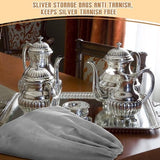 Darrahopens Home & Garden > Kitchenware > Food Storage 6 Silver Storage Bags – Fabric Protective Bags for Jewelry, Silverware, and Cutlery – Reusable (Dark Gray, 40 x 50 cm)
