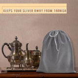 Darrahopens Home & Garden > Kitchenware > Food Storage 6 Silver Storage Bags – Fabric Protective Bags for Jewelry, Silverware, and Cutlery – Reusable (Dark Gray, 40 x 50 cm)