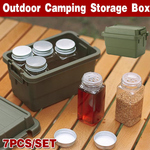 Darrahopens Home & Garden > Kitchenware > Food Storage 7pcs Portable Spice Bottle Set Travel BBQ Camping Storage Container Organizer