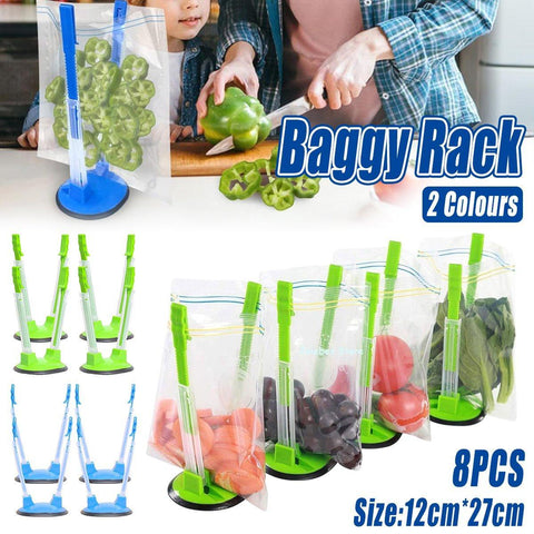 Darrahopens Home & Garden > Kitchenware > Food Storage 8PCS Kitchen Bag Holder Stand Plastic Storage Rack Food Storage Bag Organizer