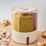 Darrahopens Home & Garden > Kitchenware > Food Storage 9.6L 6 Grid Rice Grain Dispenser One Click Operation Rotating Cereal Storage Container Dry Food Dispenser Bucket In Australia - Darrahopens