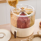 Darrahopens Home & Garden > Kitchenware > Food Storage 9.6L 6 Grid Rice Grain Dispenser One Click Operation Rotating Cereal Storage Container Dry Food Dispenser Bucket In Australia - Darrahopens