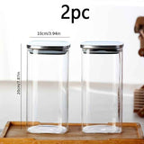Darrahopens Home & Garden > Kitchenware > Food Storage airtight storage jars, coffee bean jars, stainless steel lid, glass jars with lids, square canisters, pantry organisation, kitchen storage Australia - Clear - Size 2pcs-700ml In Australia - Darrahopens