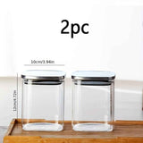 Darrahopens Home & Garden > Kitchenware > Food Storage airtight storage jars, coffee bean jars, stainless steel lid, glass jars with lids, square canisters, pantry organisation, kitchen storage Australia - Clear - Size 2pcs-700ml In Australia - Darrahopens