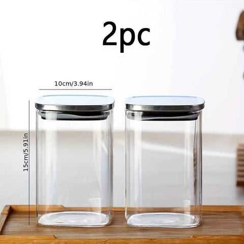 Darrahopens Home & Garden > Kitchenware > Food Storage airtight storage jars, coffee bean jars, stainless steel lid, glass jars with lids, square canisters, pantry organisation, kitchen storage Australia - Clear - Size 2pcs-700ml In Australia - Darrahopens