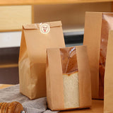 Darrahopens Home & Garden > Kitchenware > Food Storage Bread Bag - Kraft paper with transparent window - 30*12*9 cm | Medium baking bag - Suitable for storing bread, cookies, and snacks - Includes resealable tape