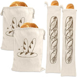 Darrahopens Home & Garden > Kitchenware > Food Storage Bread Bag | Pack of 4 - Reusable Bread Bags - Drawstring Bread Bags - Storage Bags - Washable Fabric Bread Bags - Breathable Cotton - For Homemade Bread, Baguettes, and Other Pastries（Black）