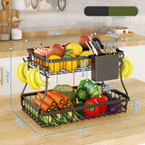 Darrahopens Home & Garden > Kitchenware > Food Storage CARLA HOME 2-Tier Fruit Basket Metal Storage Bowl Kitchen Counter Organizer with Handles for Fruits, Vegetables, Snacks & Bread