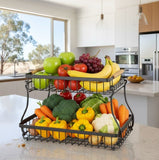 Darrahopens Home & Garden > Kitchenware > Food Storage CARLA HOME 2-Tier Fruit Basket Metal Storage Bowl Kitchen Counter Organizer with Handles for Fruits, Vegetables, Snacks & Bread
