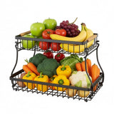 Darrahopens Home & Garden > Kitchenware > Food Storage CARLA HOME 2-Tier Fruit Basket Metal Storage Bowl Kitchen Counter Organizer with Handles for Fruits, Vegetables, Snacks & Bread