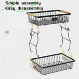 Darrahopens Home & Garden > Kitchenware > Food Storage CARLA HOME 2-Tier Fruit Basket Metal Storage Bowl Kitchen Counter Organizer with Handles for Fruits, Vegetables, Snacks & Bread