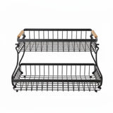 Darrahopens Home & Garden > Kitchenware > Food Storage CARLA HOME 2-Tier Fruit Basket Metal Storage Bowl Kitchen Counter Organizer with Handles for Fruits, Vegetables, Snacks & Bread