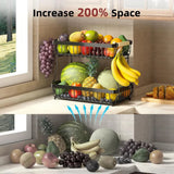 Darrahopens Home & Garden > Kitchenware > Food Storage CARLA HOME 2-Tier Fruit Basket Metal Storage Bowl Kitchen Counter Organizer with Handles for Fruits, Vegetables, Snacks & Bread