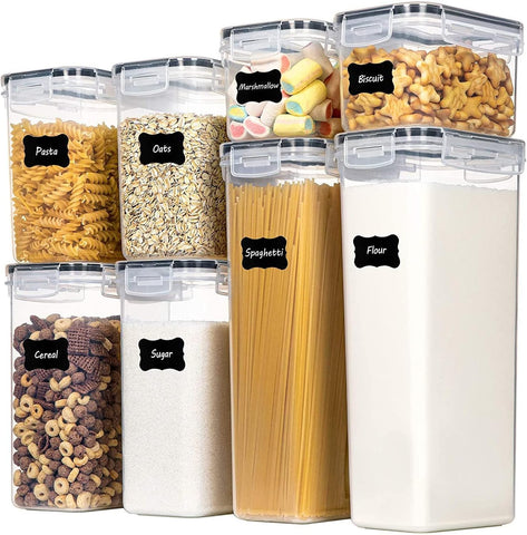 Darrahopens Home & Garden > Kitchenware > Food Storage CARLA HOME 8 Piece Airtight Food Storage Containers Set with Lids & Labels for Kitchen Storage