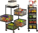 Darrahopens Home & Garden > Kitchenware > Food Storage CARLA HOME Metal 5-Tier Rolling Vegetable and Fruit Basket Cart Stand for Kitchen & Storage