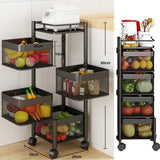 Darrahopens Home & Garden > Kitchenware > Food Storage CARLA HOME Metal 5-Tier Rolling Vegetable and Fruit Basket Cart Stand for Kitchen & Storage