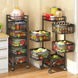 Darrahopens Home & Garden > Kitchenware > Food Storage CARLA HOME Metal 5-Tier Rolling Vegetable and Fruit Basket Cart Stand for Kitchen & Storage