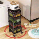 Darrahopens Home & Garden > Kitchenware > Food Storage CARLA HOME Metal 5-Tier Rolling Vegetable and Fruit Basket Cart Stand for Kitchen & Storage