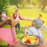 Darrahopens Home & Garden > Kitchenware > Food Storage Covered Bamboo Serving Food Tent Basket Hand Woven Round Food Basket with Mesh Cover In Australia - Darrahopens