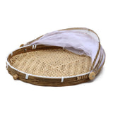 Darrahopens Home & Garden > Kitchenware > Food Storage Covered Bamboo Serving Food Tent Basket Hand Woven Round Food Basket with Mesh Cover In Australia - Darrahopens