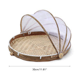 Darrahopens Home & Garden > Kitchenware > Food Storage Covered Bamboo Serving Food Tent Basket Hand Woven Round Food Basket with Mesh Cover In Australia - Darrahopens