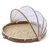 Darrahopens Home & Garden > Kitchenware > Food Storage Covered Bamboo Serving Food Tent Basket Hand Woven Round Food Basket with Mesh Cover In Australia - Darrahopens