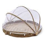 Darrahopens Home & Garden > Kitchenware > Food Storage Covered Bamboo Serving Food Tent Basket Hand Woven Round Food Basket with Mesh Cover In Australia - Darrahopens