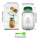 Darrahopens Home & Garden > Kitchenware > Food Storage Green Portable All-in-One Side-Opening Salad Container Jar with Fork(10.5x19CM) - Plastic Layered Meal Storage Cup for Kitchen & On-the-Go