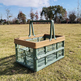 Darrahopens Home & Garden > Kitchenware > Food Storage Large Collapsible Storage Basket with Handles - Portable Folding Crate for Shopping, Picnics & Car Trunk(green)