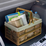 Darrahopens Home & Garden > Kitchenware > Food Storage Large Collapsible Storage Basket with Handles - Portable Folding Crate for Shopping, Picnics & Car Trunk(green)