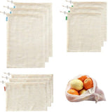 Darrahopens Home & Garden > Kitchenware > Food Storage Mesh Bags - Pack of 9 - Reusable Mesh Bags for Fruits and Vegetables - Cotton Mesh Bags for Groceries - Portable Vegetable Bags in 3 Sizes - Storage Bags for Fruits and Vegetables