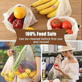 Darrahopens Home & Garden > Kitchenware > Food Storage Mesh Bags - Pack of 9 - Reusable Mesh Bags for Fruits and Vegetables - Cotton Mesh Bags for Groceries - Portable Vegetable Bags in 3 Sizes - Storage Bags for Fruits and Vegetables