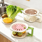 Darrahopens Home & Garden > Kitchenware > Food Storage Multifunctional Fruit Washing Basket with Colander and Lid - 2-in-1 Drain Basket & Fruit Colander - Suitable for Kitchen, Refrigerator, Picnic and Camping - Pink