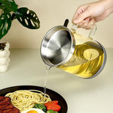 Darrahopens Home & Garden > Kitchenware > Food Storage Oil Can - Leak-Proof Oil Container - Oil Filter Can - Oil Container for Household Kitchen Use - Leak-Proof Oil Can with Mesh Filter - Glass Oil Filter Can