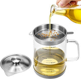 Darrahopens Home & Garden > Kitchenware > Food Storage Oil Can - Leak-Proof Oil Container - Oil Filter Can - Oil Container for Household Kitchen Use - Leak-Proof Oil Can with Mesh Filter - Glass Oil Filter Can