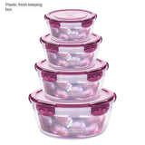 Darrahopens Home & Garden > Kitchenware > Food Storage Round Plastic Food Storage Container Set, Microwave-Safe Bento Boxes with Airtight Lids, Purple