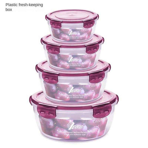 Darrahopens Home & Garden > Kitchenware > Food Storage Round Plastic Food Storage Container Set, Microwave-Safe Bento Boxes with Airtight Lids, Purple