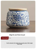 Darrahopens Home & Garden > Kitchenware > Food Storage Ru Kiln tea jar, blue-and-white ceramic canister, airtight tea storage, floral tea container, Australian tea accessory - Cyan - Size 9 In Australia - Darrahopens