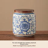 Darrahopens Home & Garden > Kitchenware > Food Storage Ru Kiln tea jar, blue-and-white ceramic canister, airtight tea storage, floral tea container, Australian tea accessory - Cyan - Size 9 In Australia - Darrahopens