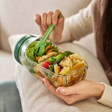 Darrahopens Home & Garden > Kitchenware > Food Storage Salad Container with Sauce Dressing Bowl Portable Leak Proof All in One Salad Box
