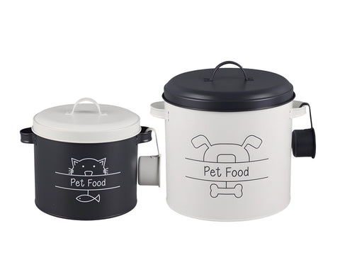 Darrahopens Home & Garden > Kitchenware > Food Storage Set 2 Metal Pet Food Storage Tin 30x27cm